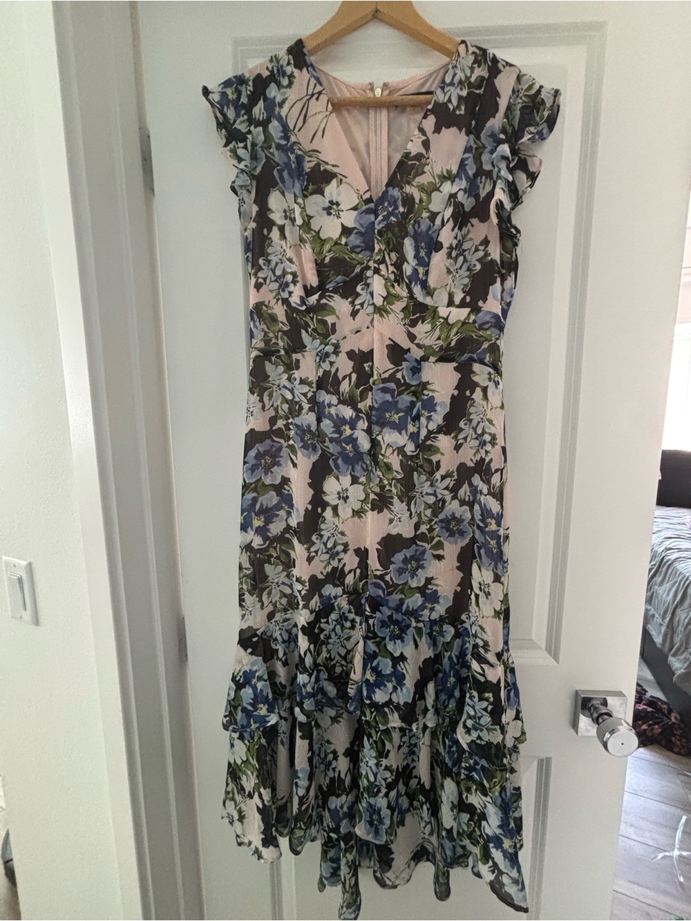 Tommy Hilfiger Pink Floral Asymmetrical Ruffle Dress